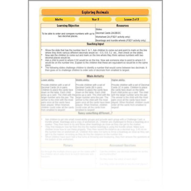 PlanBee Exploring Decimals - Year 5 Complete Maths Resources - Place Value