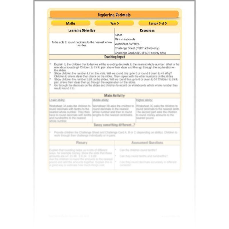 PlanBee Exploring Decimals - Year 5 Complete Maths Resources - Place Value