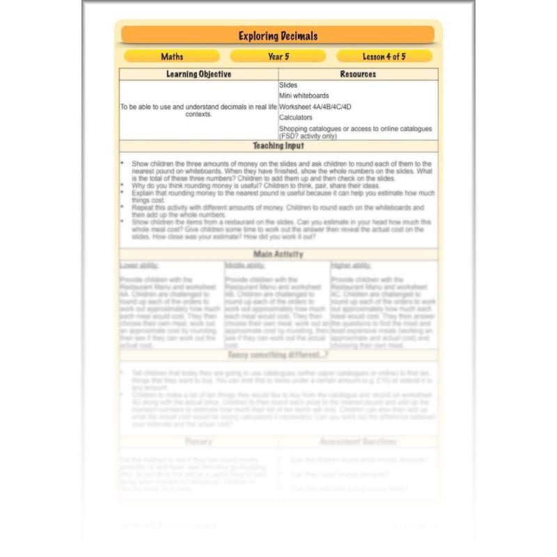 PlanBee Exploring Decimals - Year 5 Complete Maths Resources - Place Value
