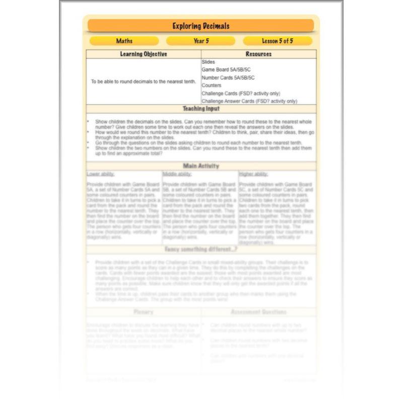 PlanBee Exploring Decimals - Year 5 Complete Maths Resources - Place Value