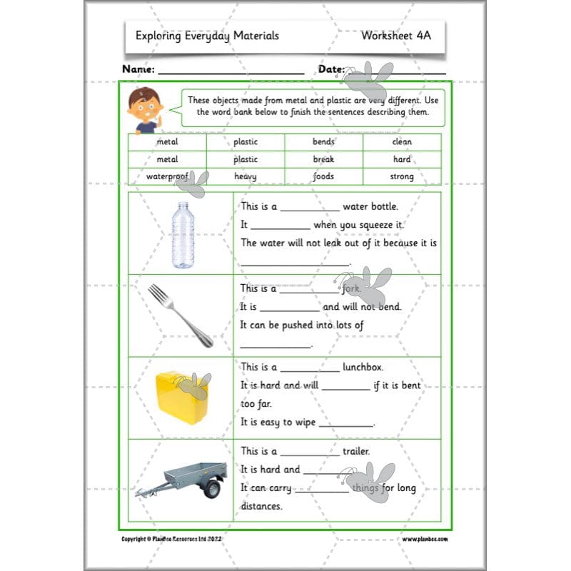PlanBee Exploring Everyday Materials Year 2 Science Lesson Plans