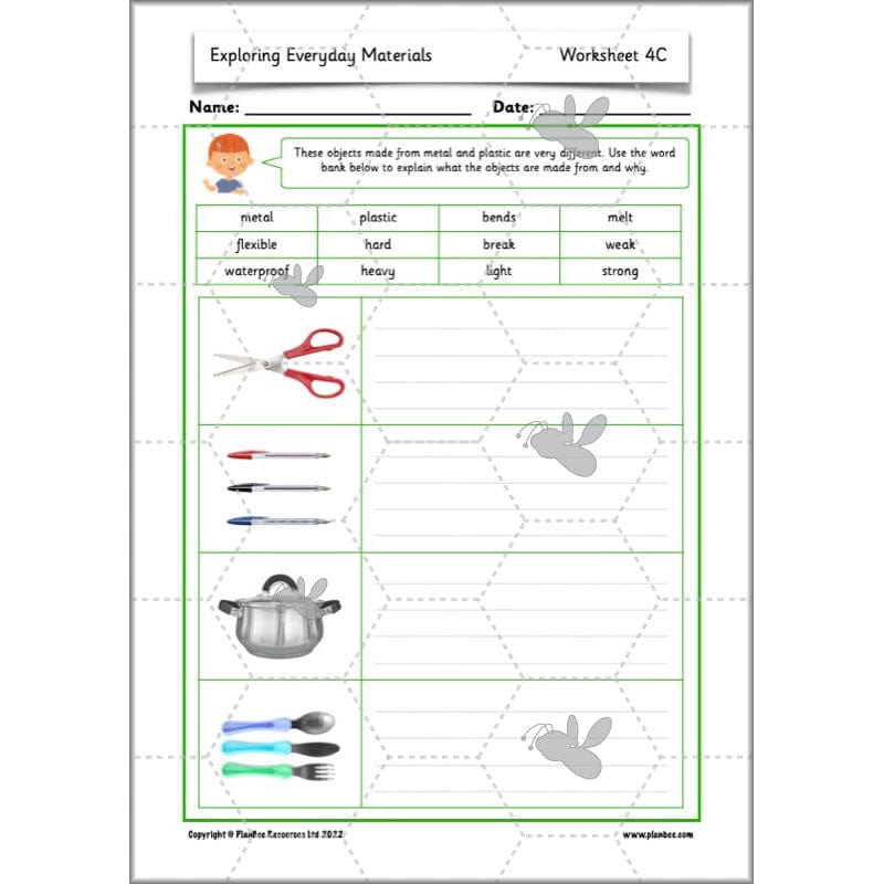 PlanBee Exploring Everyday Materials Year 2 Science Lesson Plans