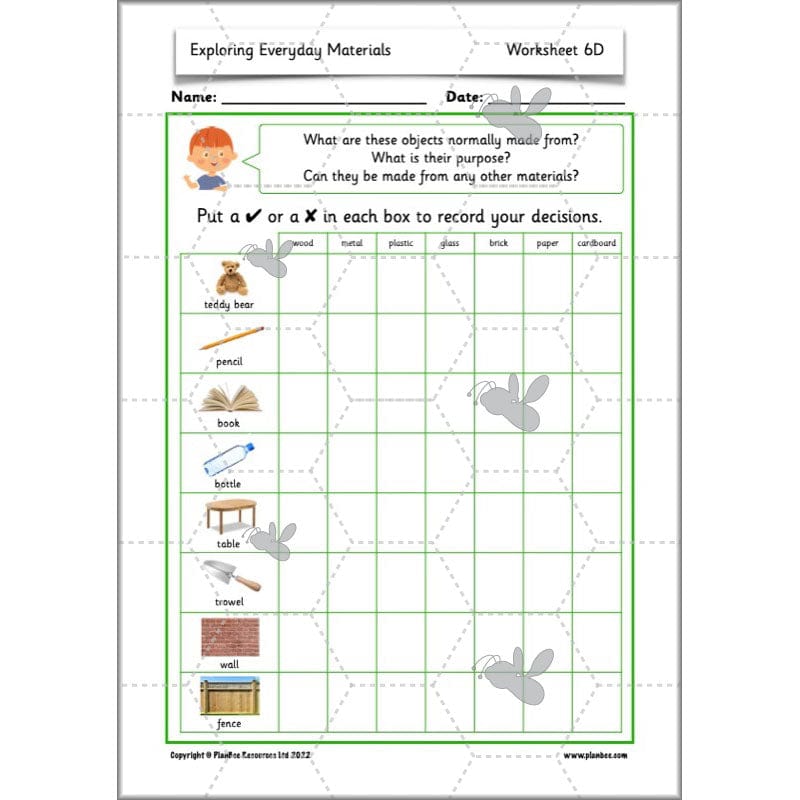 PlanBee Exploring Everyday Materials Year 2 Science Lesson Plans