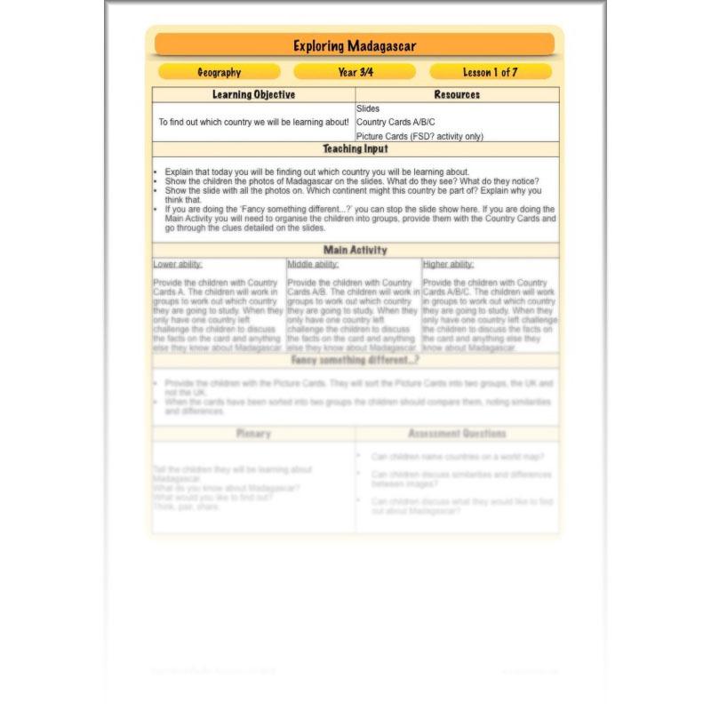 PlanBee Exploring Madagascar: LKS2 Year 3 & Year 4 set of Geography lessons