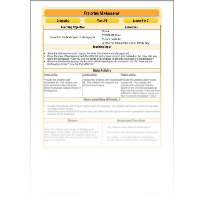 PlanBee Exploring Madagascar: LKS2 Year 3 & Year 4 set of Geography lessons