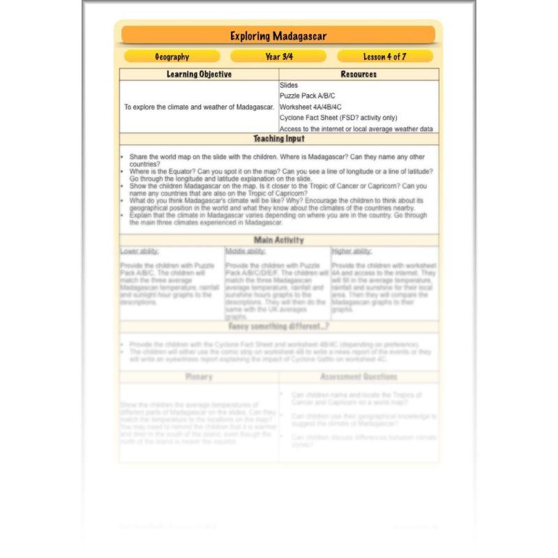 PlanBee Exploring Madagascar: LKS2 Year 3 & Year 4 set of Geography lessons