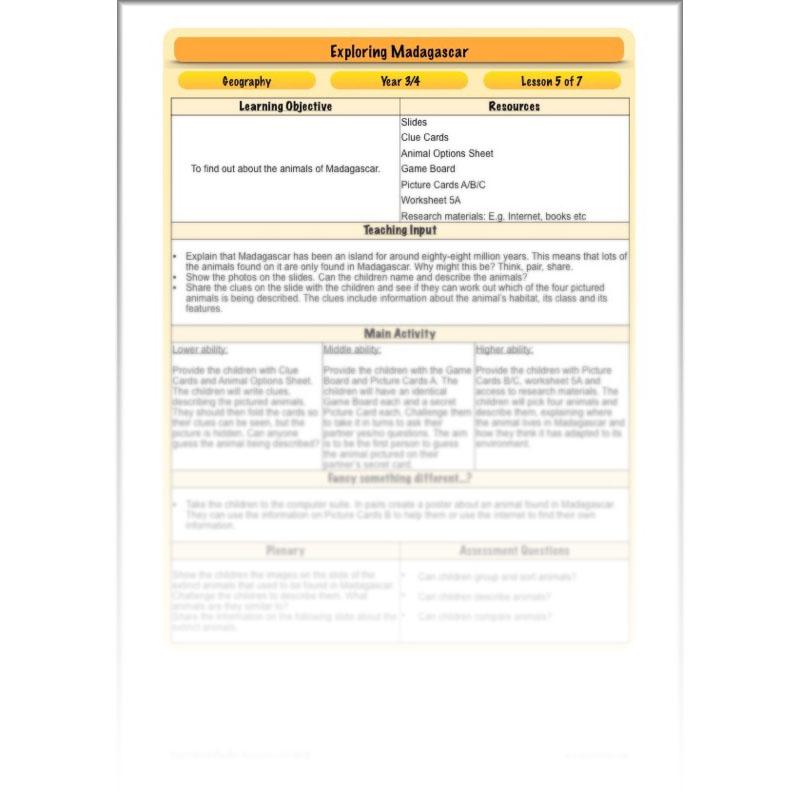 PlanBee Exploring Madagascar: LKS2 Year 3 & Year 4 set of Geography lessons
