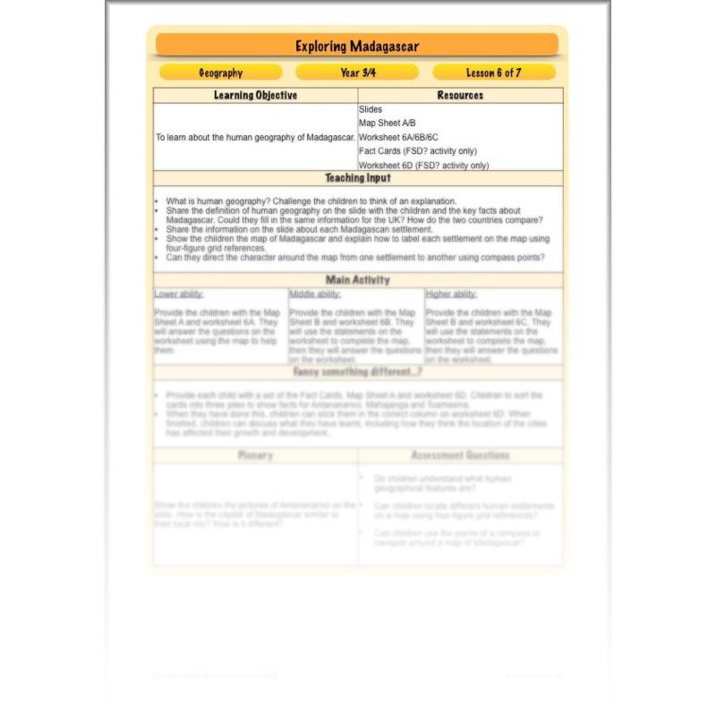 PlanBee Exploring Madagascar: LKS2 Year 3 & Year 4 set of Geography lessons