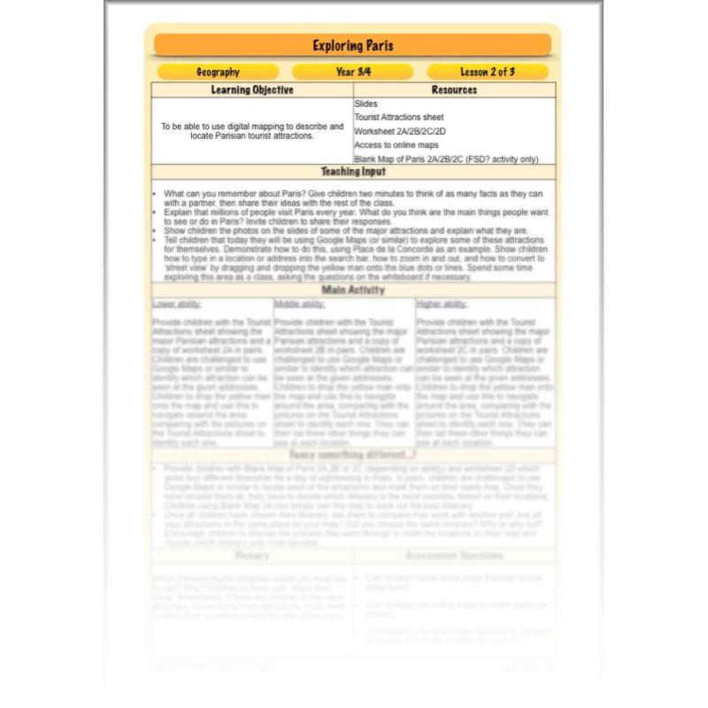 PlanBee FREE exploring Paris scheme | PlanBee France KS2 Geography