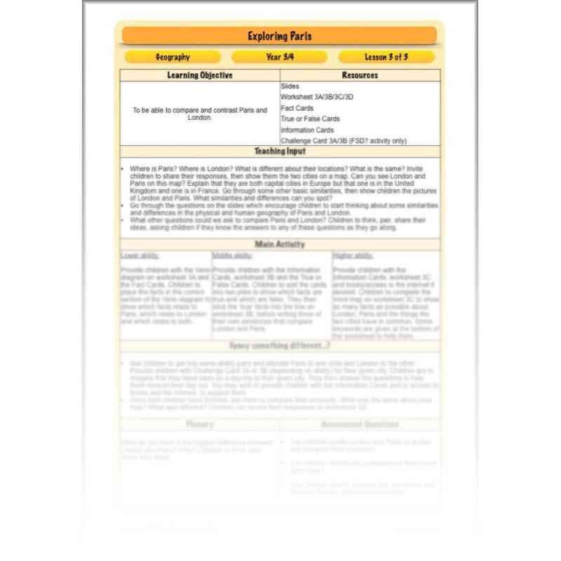 PlanBee FREE exploring Paris scheme | PlanBee France KS2 Geography