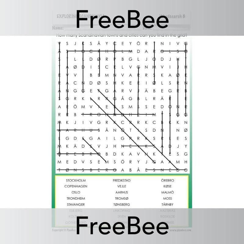 Free Exploring Scandinavia Word Search by PlanBee