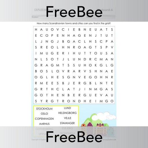Free Exploring Scandinavia Word Search by PlanBee