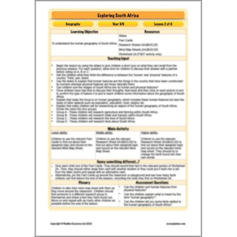 PlanBee Exploring South Africa KS2 Geography Planning Pack | PlanBee