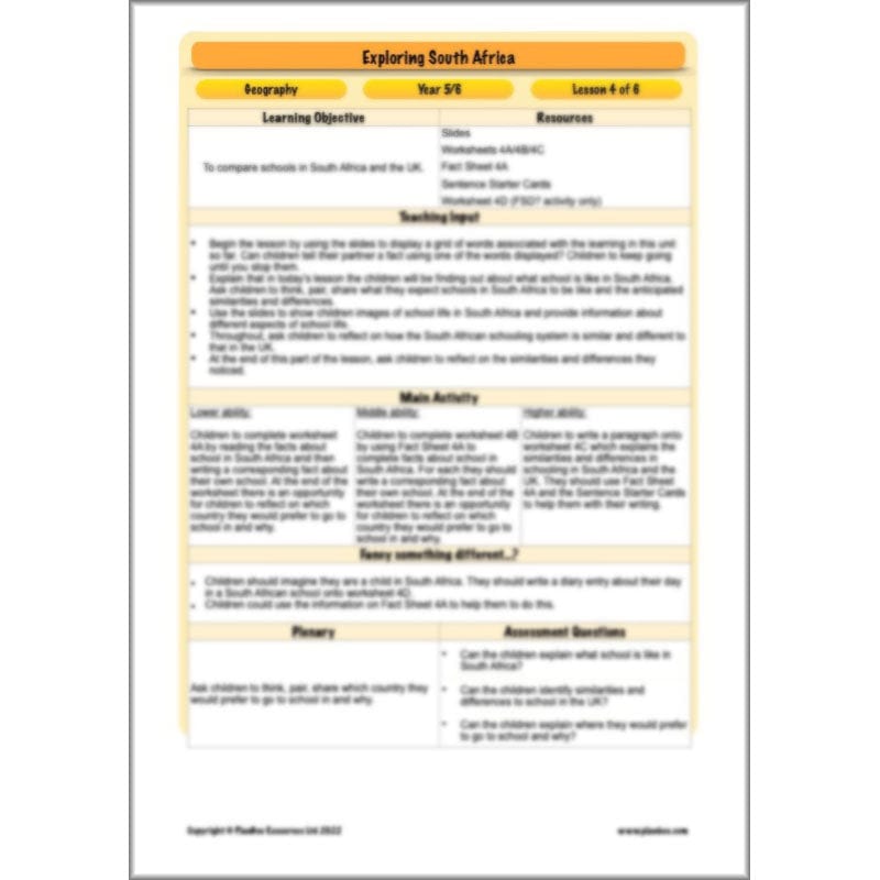 PlanBee Exploring South Africa KS2 Geography Planning Pack | PlanBee