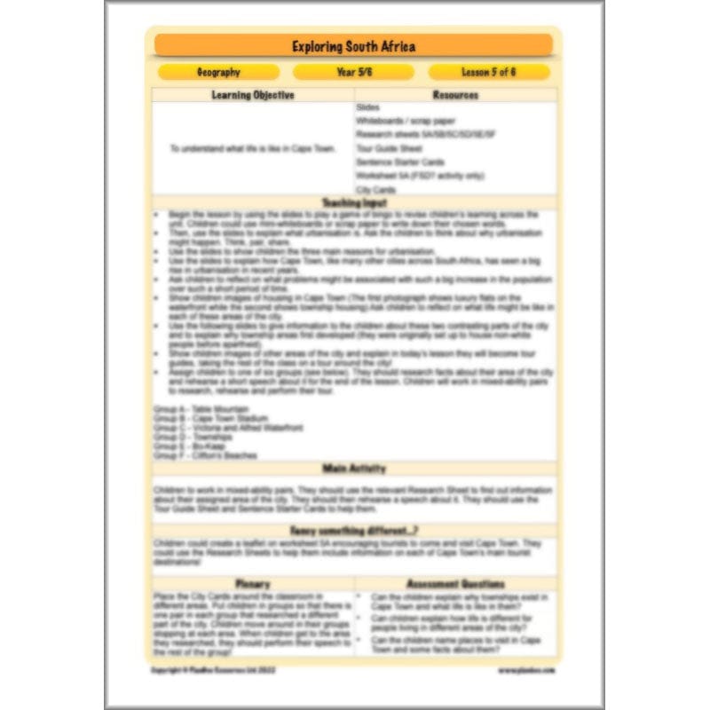 PlanBee Exploring South Africa KS2 Geography Planning Pack | PlanBee