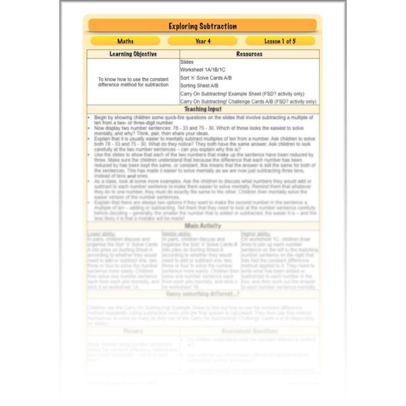 PlanBee Exploring Subtraction - Addition & Subtraction Year 4 Maths Lessons