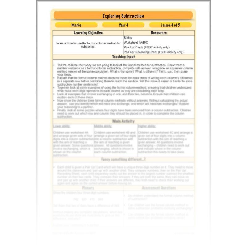 PlanBee Exploring Subtraction - Addition & Subtraction Year 4 Maths Lessons