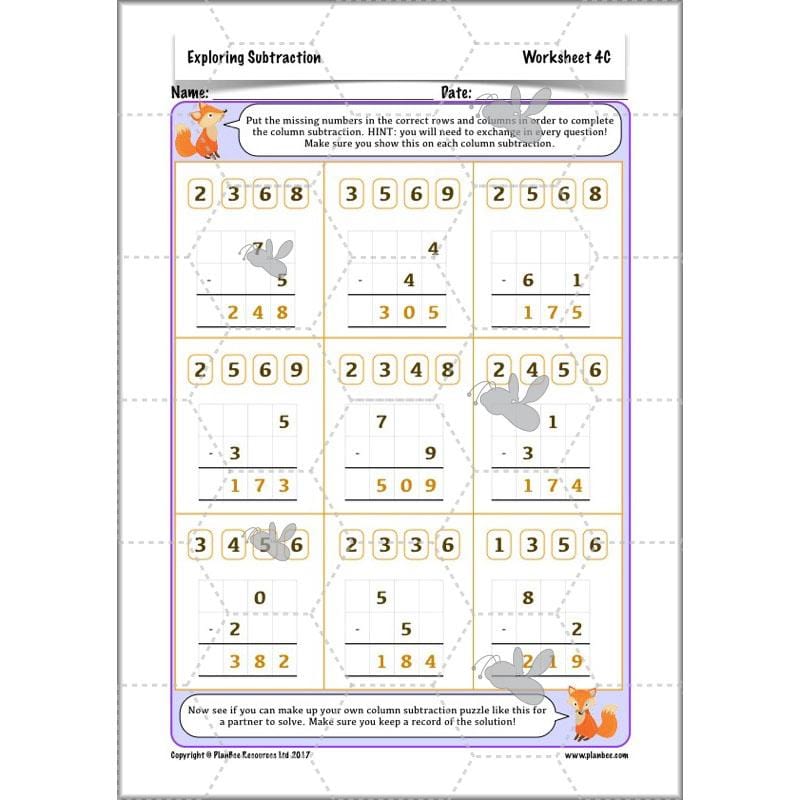 PlanBee Exploring Subtraction - Addition & Subtraction Year 4 Maths Lessons