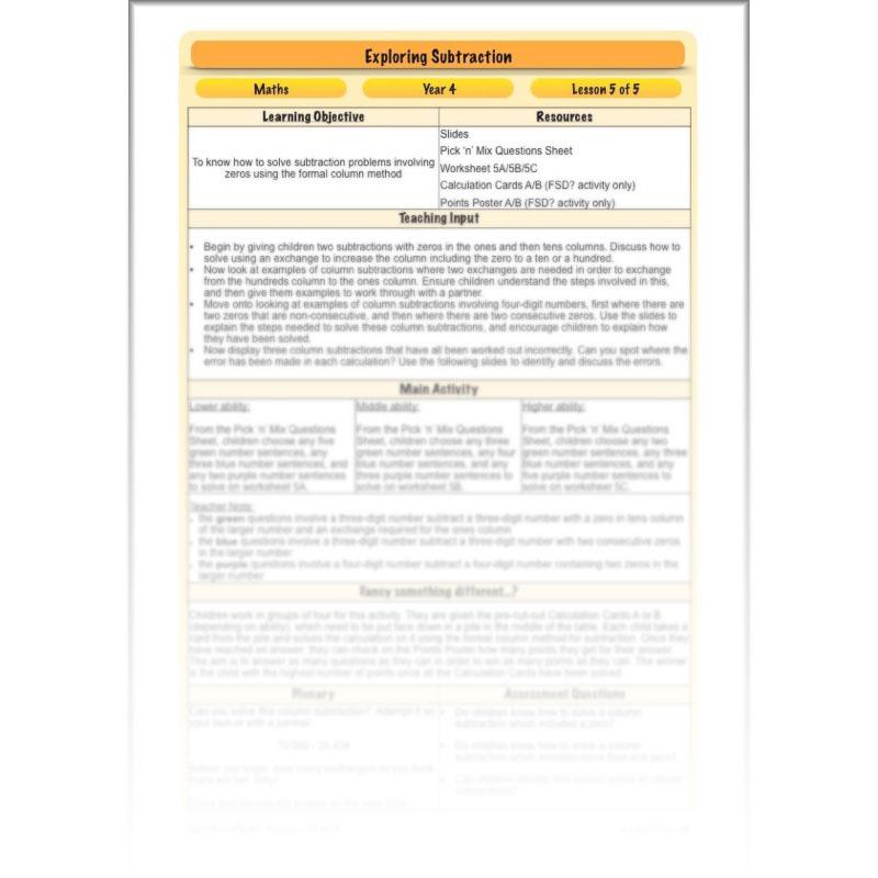 PlanBee Exploring Subtraction - Addition & Subtraction Year 4 Maths Lessons