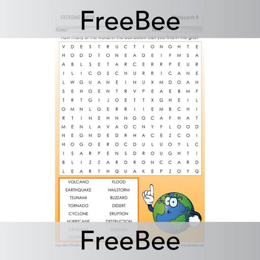 Free Downloadable Extreme Earth Word Search PDF by PlanBee