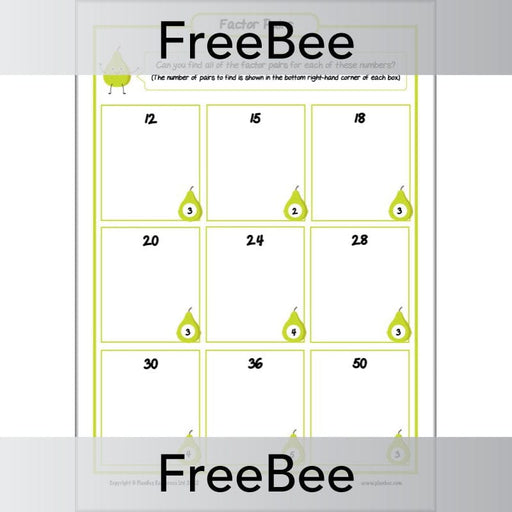 PlanBee FREE Factor Pairs Worksheet | PlanBee
