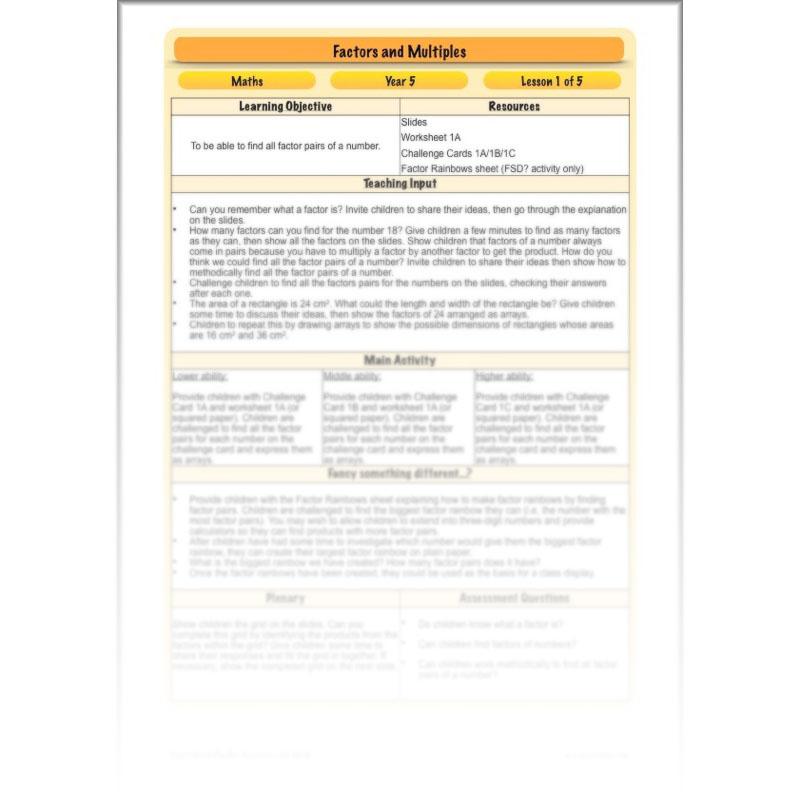 PlanBee Factors & Multiples - Year 5 Maths Planning and Resources from PlanBee
