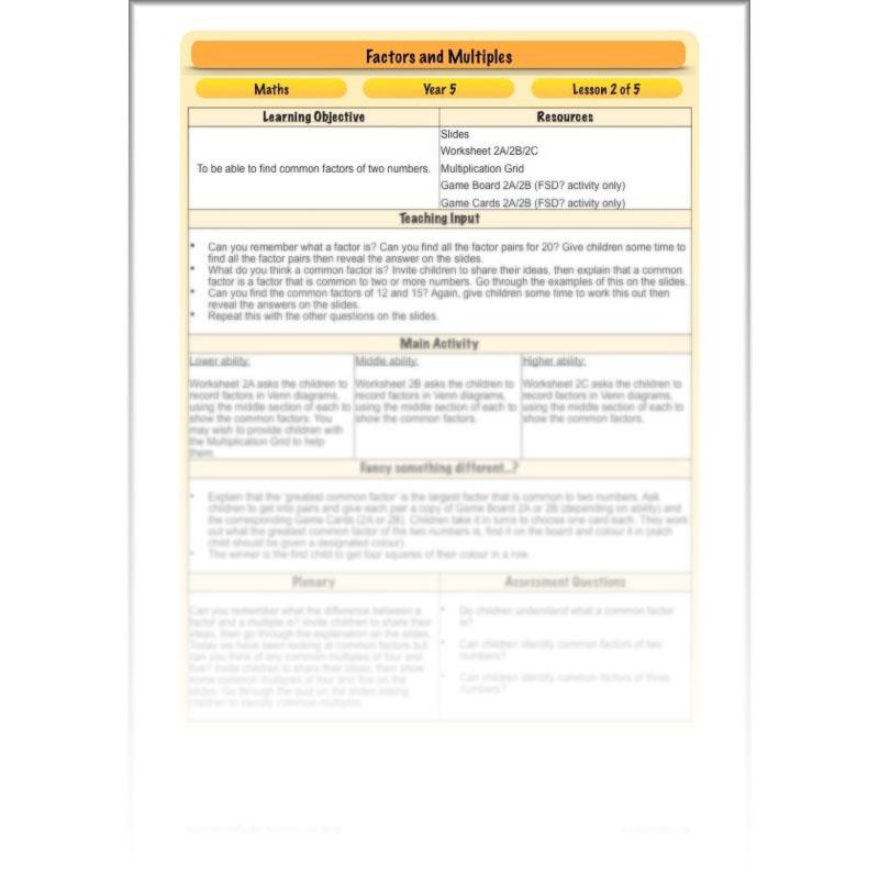 PlanBee Factors & Multiples - Year 5 Maths Planning and Resources from PlanBee