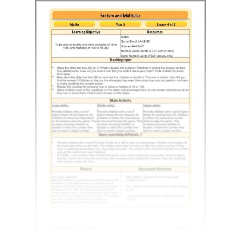 PlanBee Factors & Multiples - Year 5 Maths Planning and Resources from PlanBee