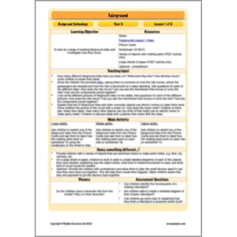 PlanBee Fairground Rides KS2 DT Planning and Resources