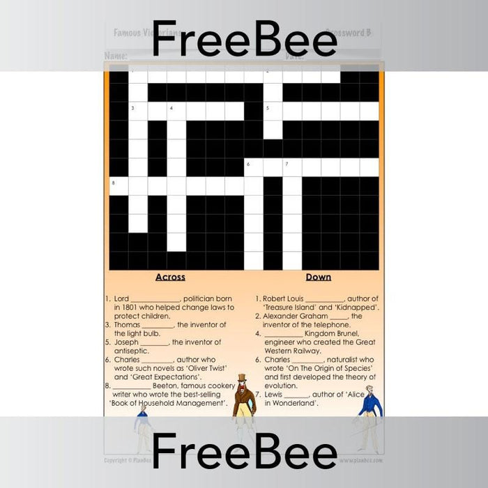 Free Famous Victorian Crossword | PlanBee FreeBees