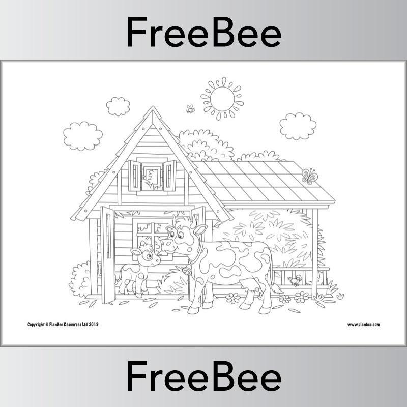 FREE Cow and Farm House Farm Colouring Pages PDF by PlanBee