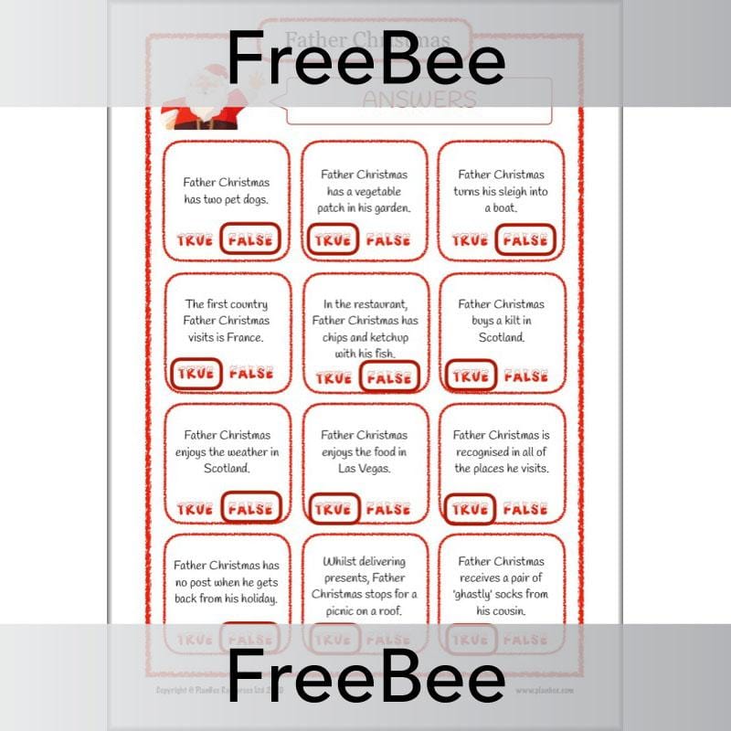 Free Father Christmas Activity Sheet Answers by PlanBee