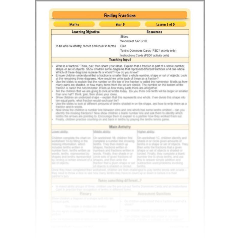 PlanBee Finding Fractions: Year 3 fractions of amounts plans and resources