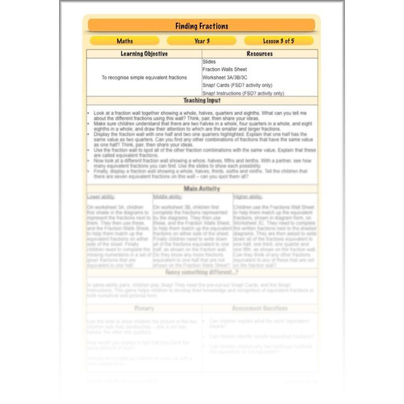 PlanBee Finding Fractions: Year 3 fractions of amounts plans and resources