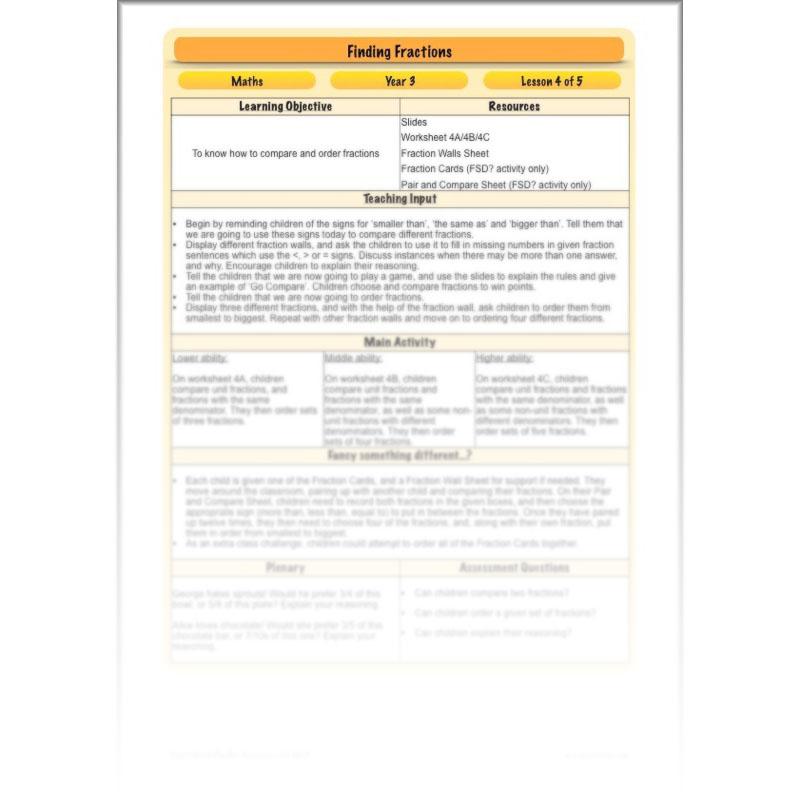 PlanBee Finding Fractions: Year 3 fractions of amounts plans and resources