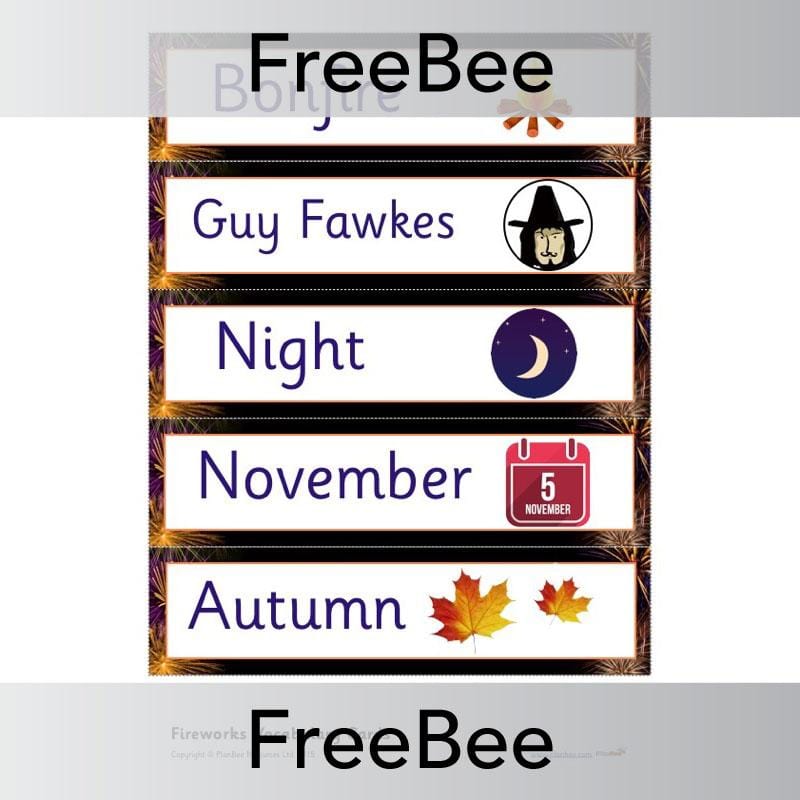 PlanBee Firework Display Word Cards | PlanBee FreeBees