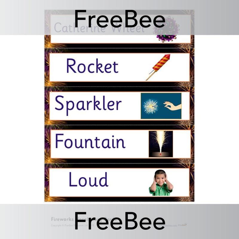PlanBee Firework Display Word Cards | PlanBee FreeBees