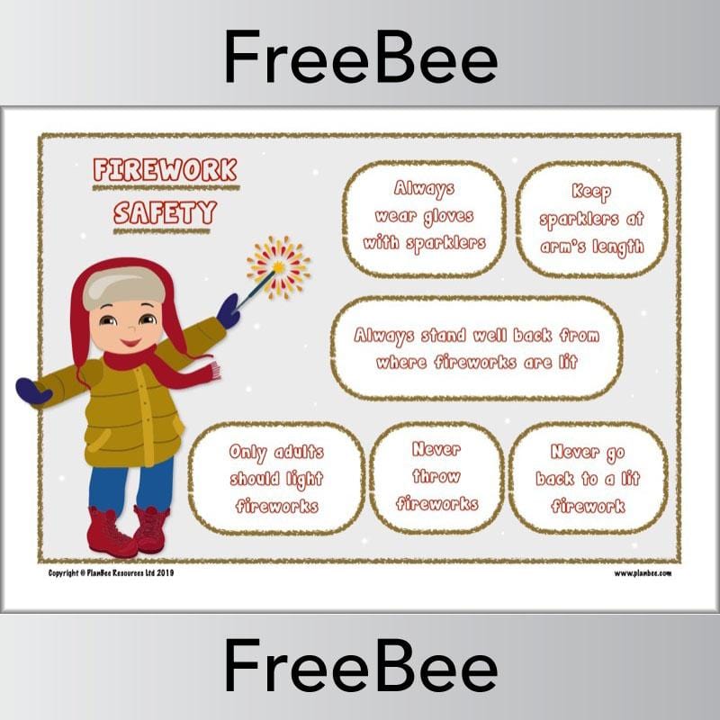 PlanBee FREE Downloadable Fireworks Safety Poster by PlanBee