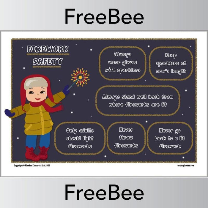 PlanBee FREE Downloadable Fireworks Safety Poster by PlanBee