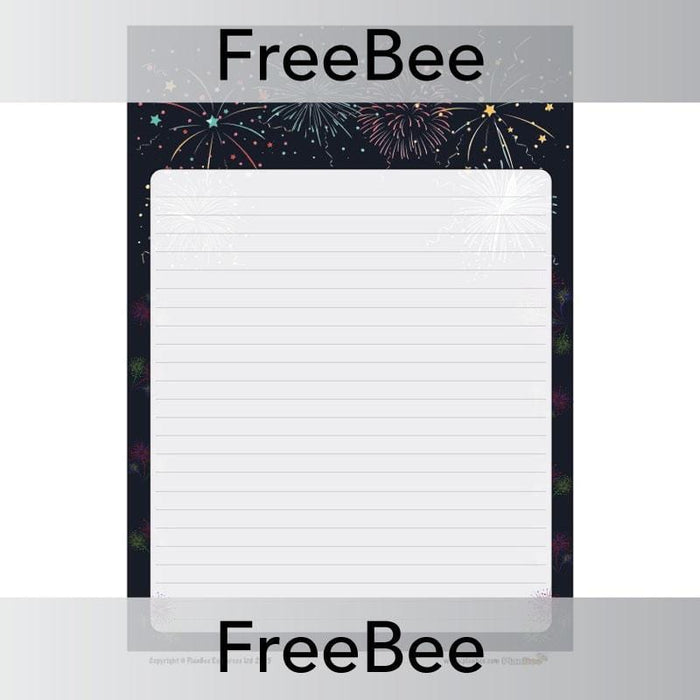 Free Printable Fireworks Border Lined Page by PlanBee