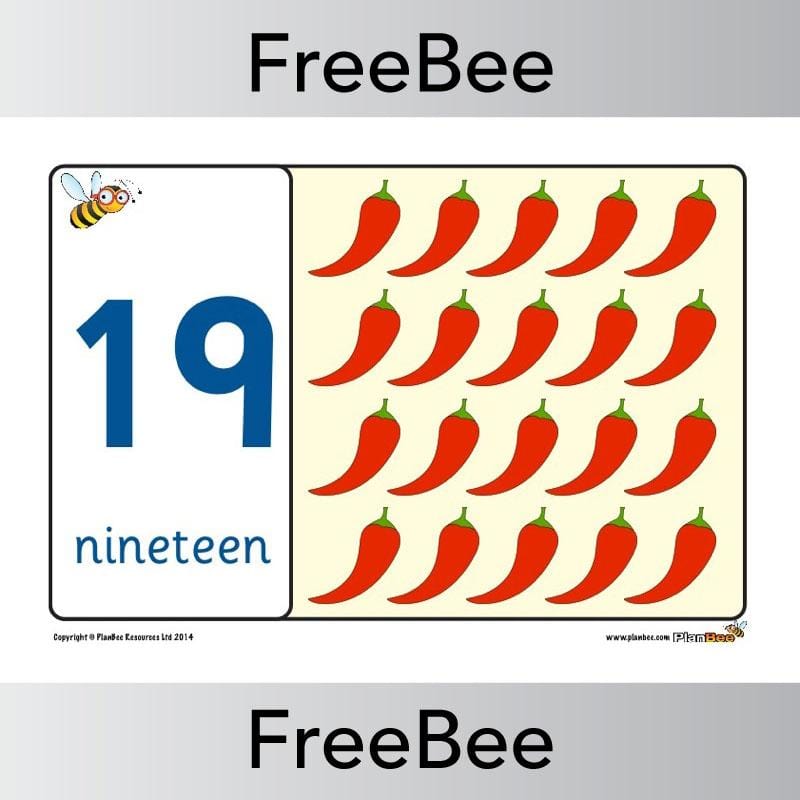 PlanBee Food 1 - 20 Number Line | PlanBee FreeBees