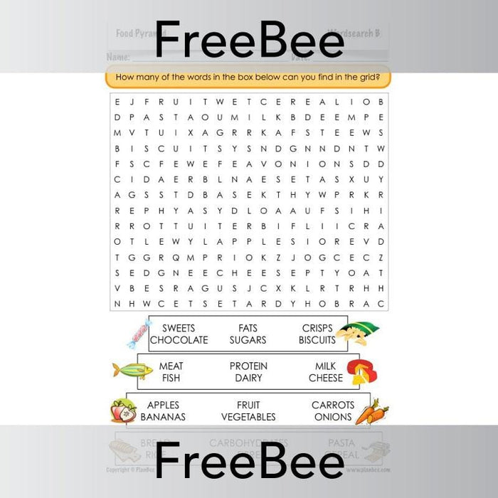 PlanBee Food Pyramid Word Search | PlanBee FreeBees