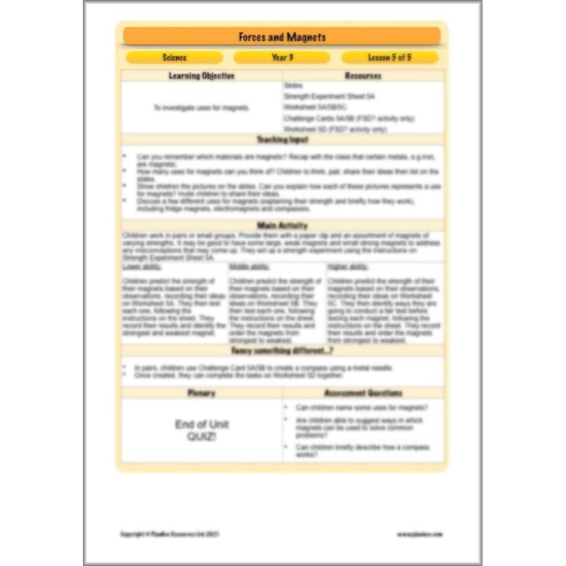 PlanBee Forces and Magnets Year 3 Forces Planning | PlanBee Science