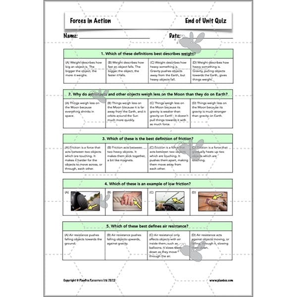 PlanBee Forces in Action: Science Forces Year 5 PlanBee lesson pack