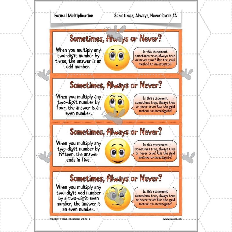 PlanBee Formal Multiplication - Multiplication & Division Year 5 Maths