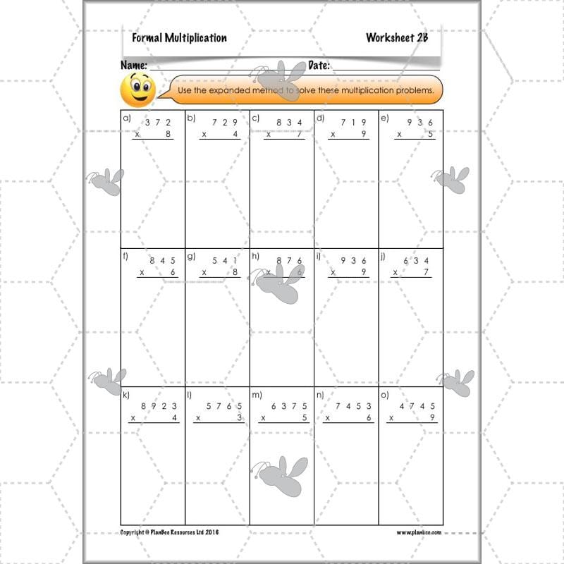 PlanBee Formal Multiplication - Multiplication & Division Year 5 Maths