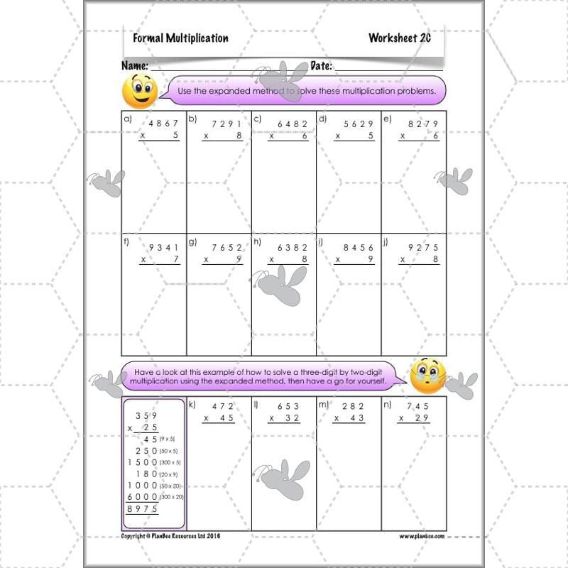 PlanBee Formal Multiplication - Multiplication & Division Year 5 Maths