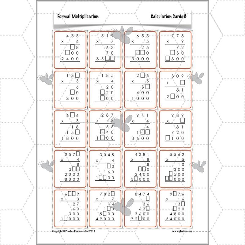 PlanBee Formal Multiplication - Multiplication & Division Year 5 Maths