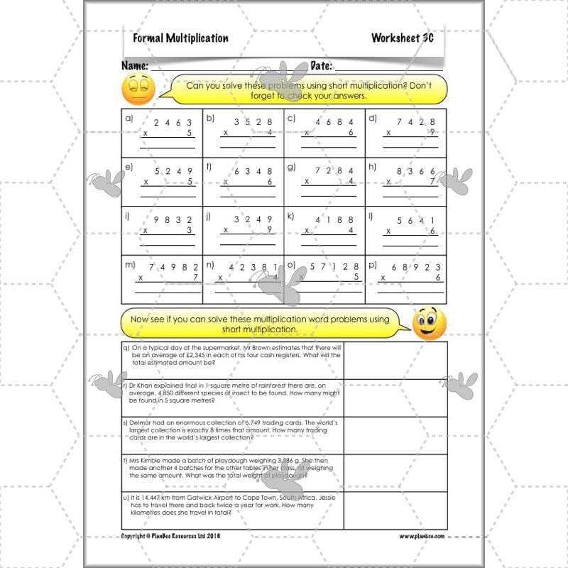 PlanBee Formal Multiplication - Multiplication & Division Year 5 Maths