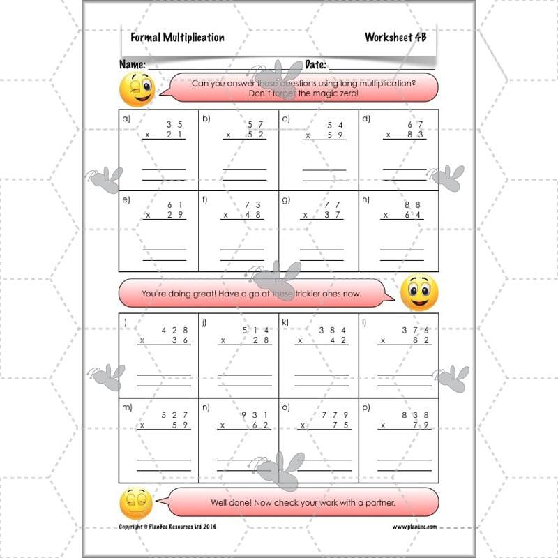 PlanBee Formal Multiplication - Multiplication & Division Year 5 Maths
